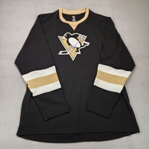 NHL Pittsburgh Penguins Jersey Shirt Men's XL Black Long Sleeve Stretch Hockey